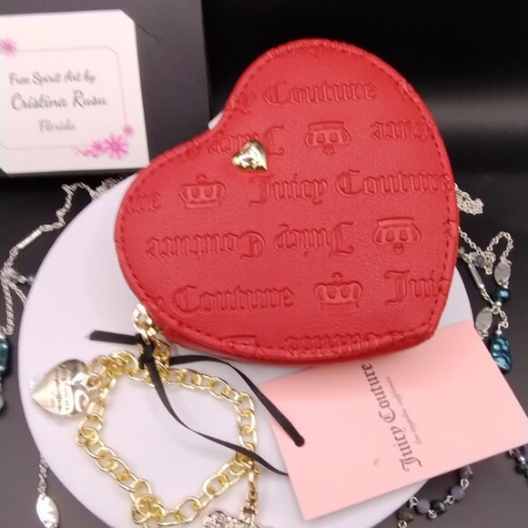 Juicy Couture Heart Shaped Red Wristlet Wallet - Picture 2 of 5
